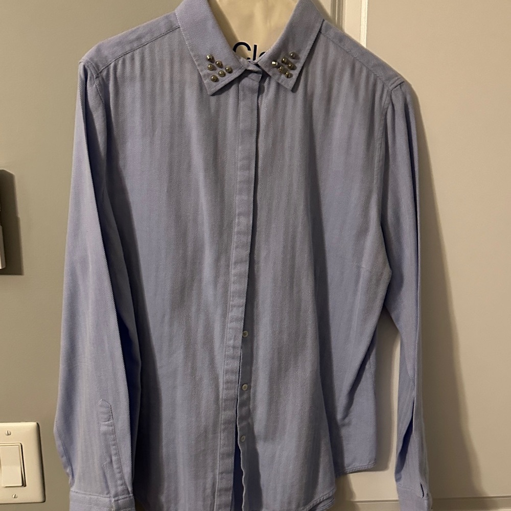 Zara Light Blue Studded Women's Button Down Shirt